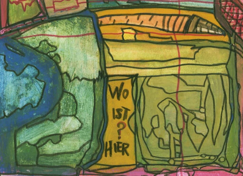 Wo ist hier, ein Bild aus der 11. Kunstausstellung in der Kontakt- und Anlaufstelle Kaserne, in Zürich